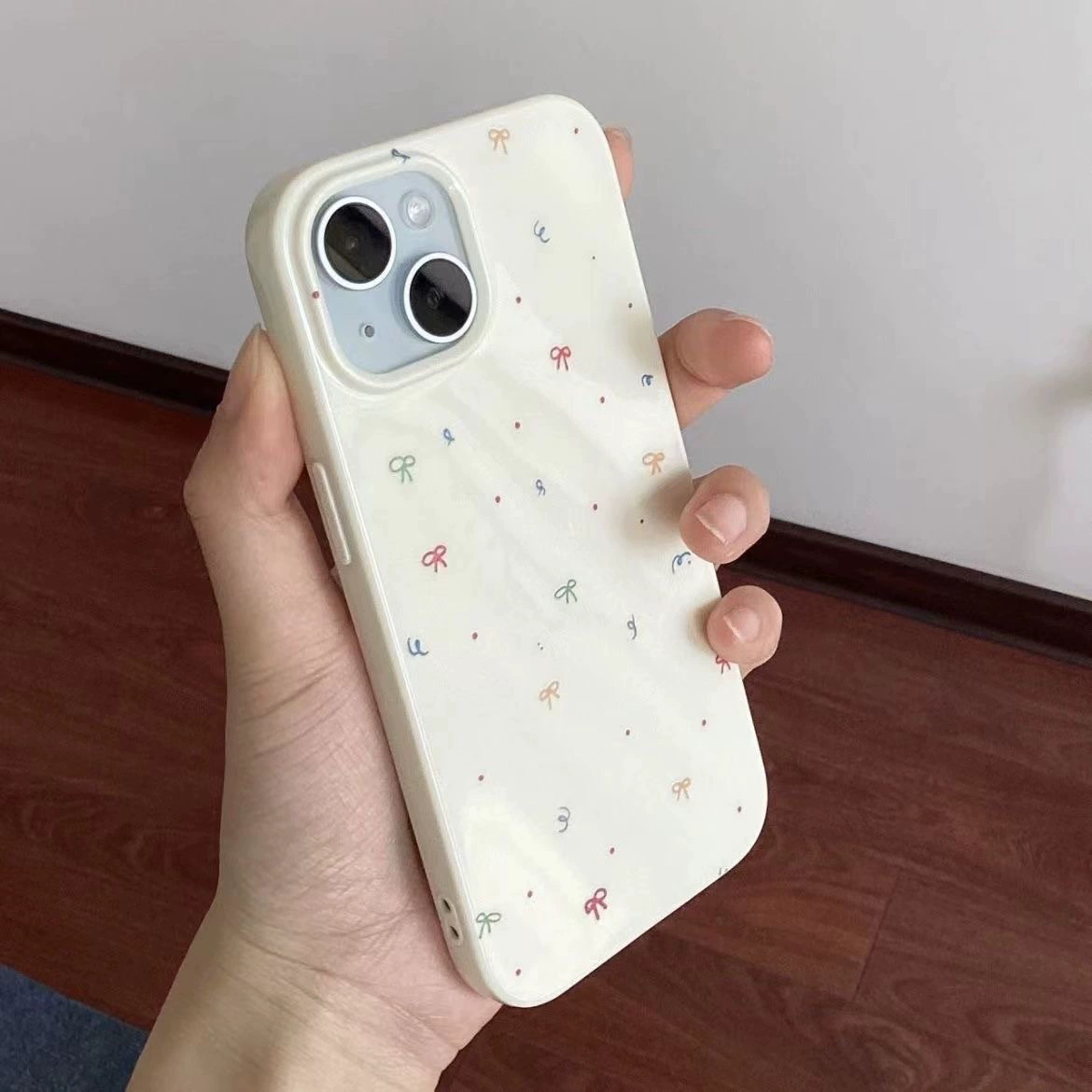 Чехол для телефона (совместимый с Apple iPhone 13–17), прозрачный гелеобразный бант в горошек, защита от падения, 0,03 кг