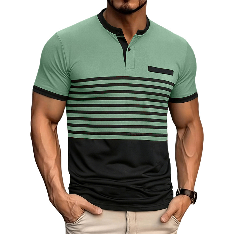 Verano Amazon polo camiseta de hombre de color a rayas polo camiseta de manga corta camiseta de negocios casual geometría de manga corta hombre