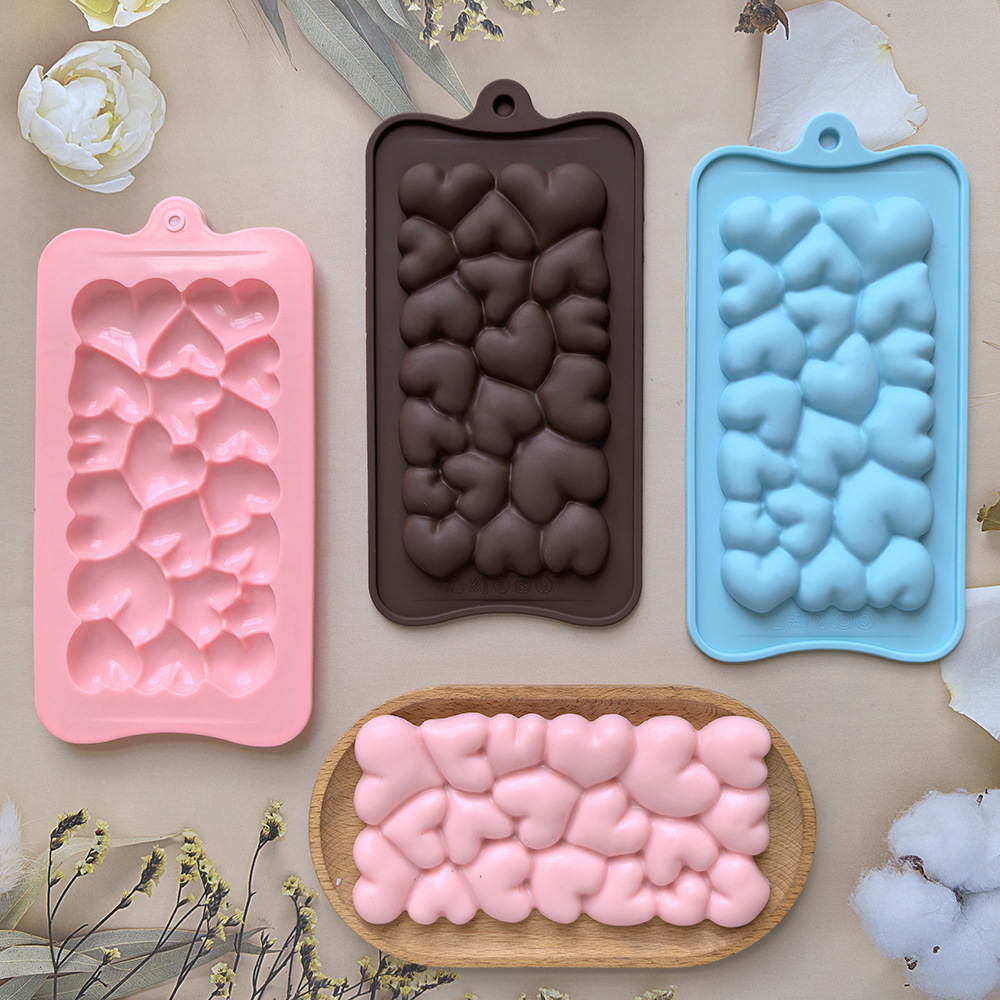 Tarta de chocolate en forma de corazón molde de silicona 3D galletas postre pasteles utensilios de cocina para hornear 581