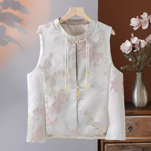 Mom 2024 New Style Small Stylish Fashionable Vest for Middle-aged Women Spring New Chinese Style National Style Buckle Vest