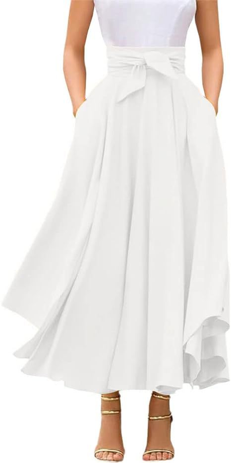 2024 New Women's Elegant High Waist Casual Irregular Bohemian Long Skirt With Pockets_ecoleips.com