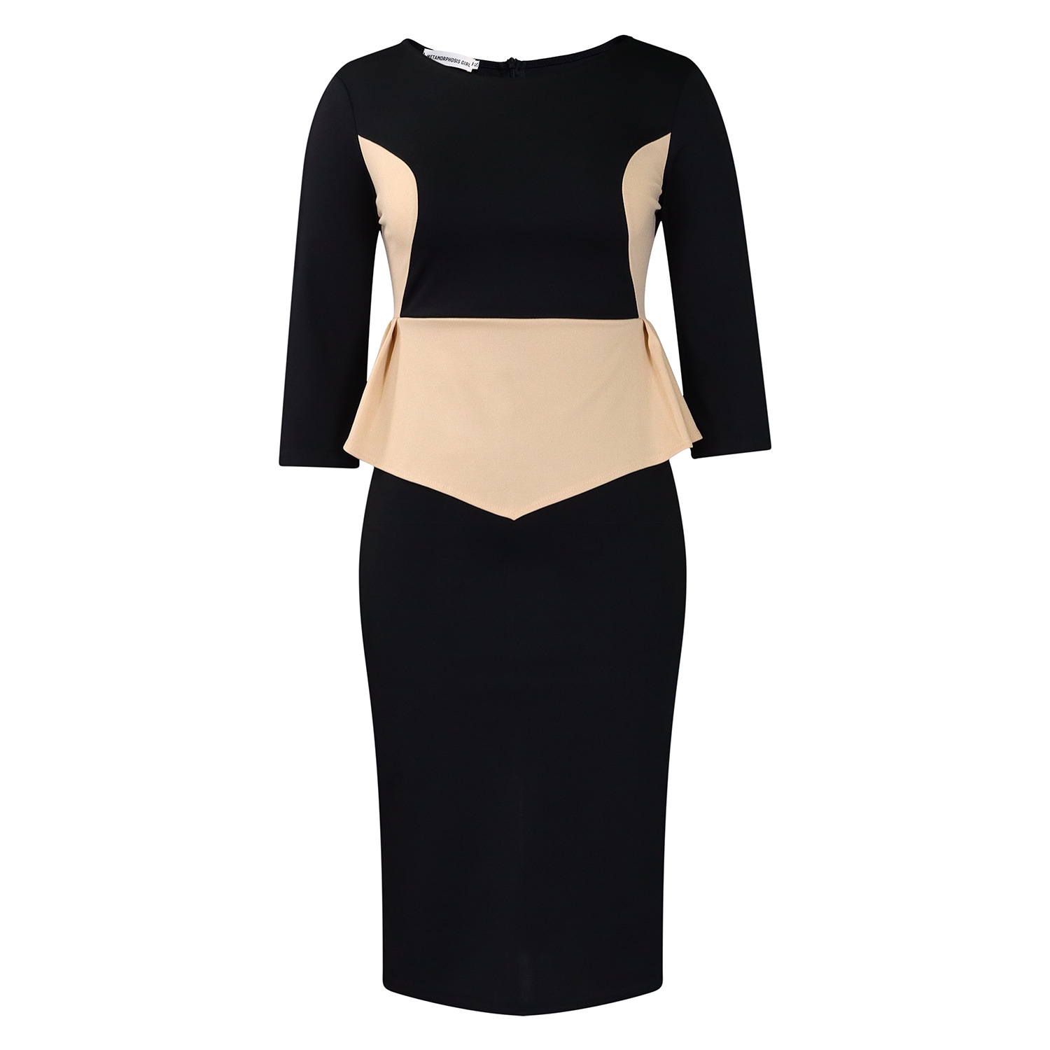 Color Block Bodycon Dress Elegant Fashionable Office Wear Autumn Winter Collection Wholesale Available