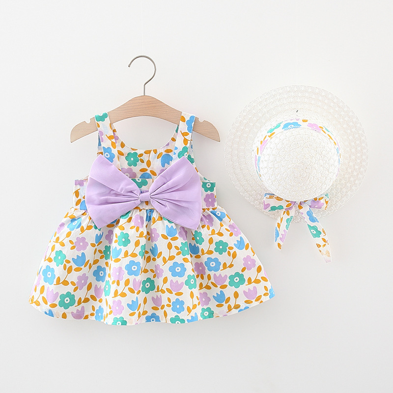 Above Knee Dress Length Type Cute Flower Soft Treatment Girls Dresses