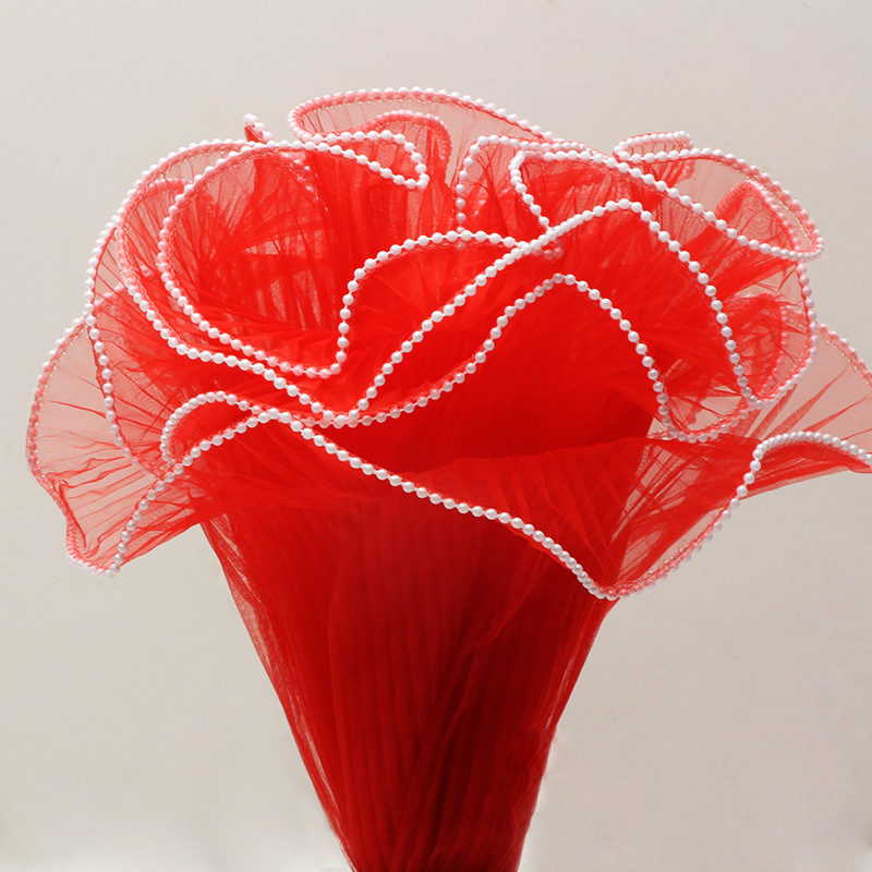 Hilo de aerosol de perlas de estilo coreano plisado hilo de perlas DIY bolsa de hilo de flores forro de hilo de malla de flores materiales de embalaje al por mayor