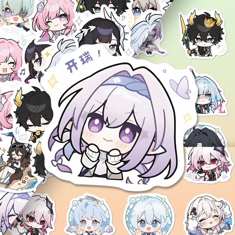 18张崩铁如我所书Q版小表情贴纸白厄遐蝶缇宝黄金裔素材装饰贴画