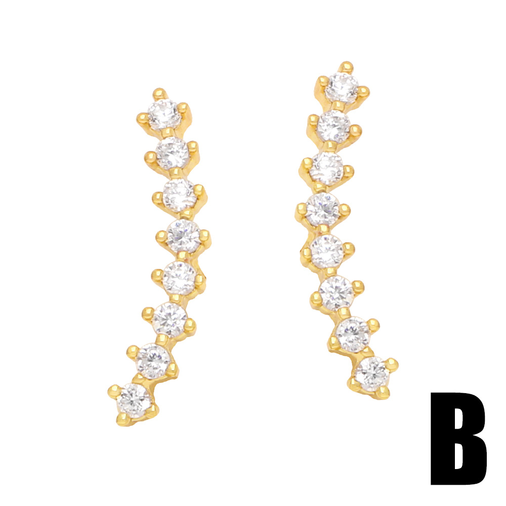 Fashion Cross Star Copper Ear Studs Inlay Zircon Copper Earrings