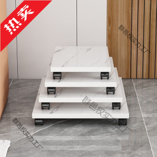 Movable Elevated Base Rectangular Tray Flower Pot Base with Universal Wheels Bearing Wooden Bracket with Wheels