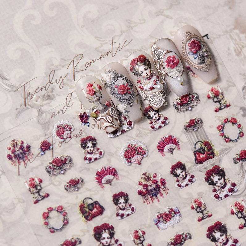 tomoni品牌tata合作款 薄韧美甲贴日系复古指甲贴玫瑰烛台TA266
