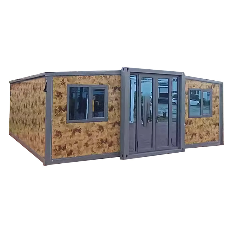 Exportar camuflaje sala de juntas móvil de dos dormitorios y una sala de estar Contenedor móvil plegable sala de contenedores expansión fabricante de sala de dos alas
