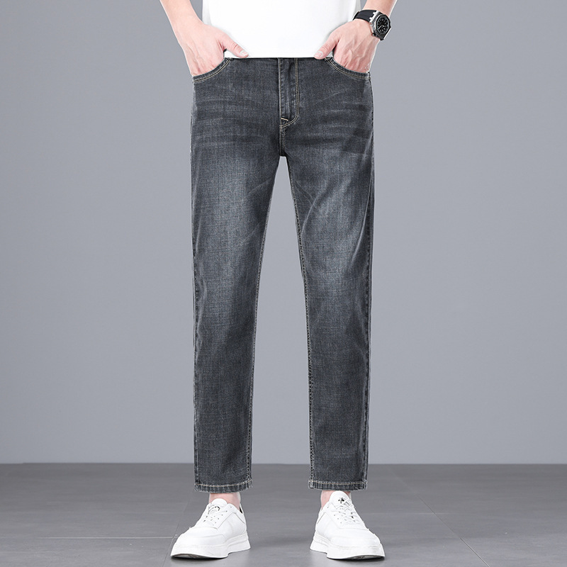Stretch Breathable Cropped Jeans for Men, Summer Thin Style, Light Business, Versatile Slim Fit for Young and Middle-Aged, Quality New Cropped Pants Stretch Breathable Cropped Jeans for Men, Summer Thin Style, Light Business, Versatile Slim Fit for Young and Middle-Aged, Quality New Cropped Pants