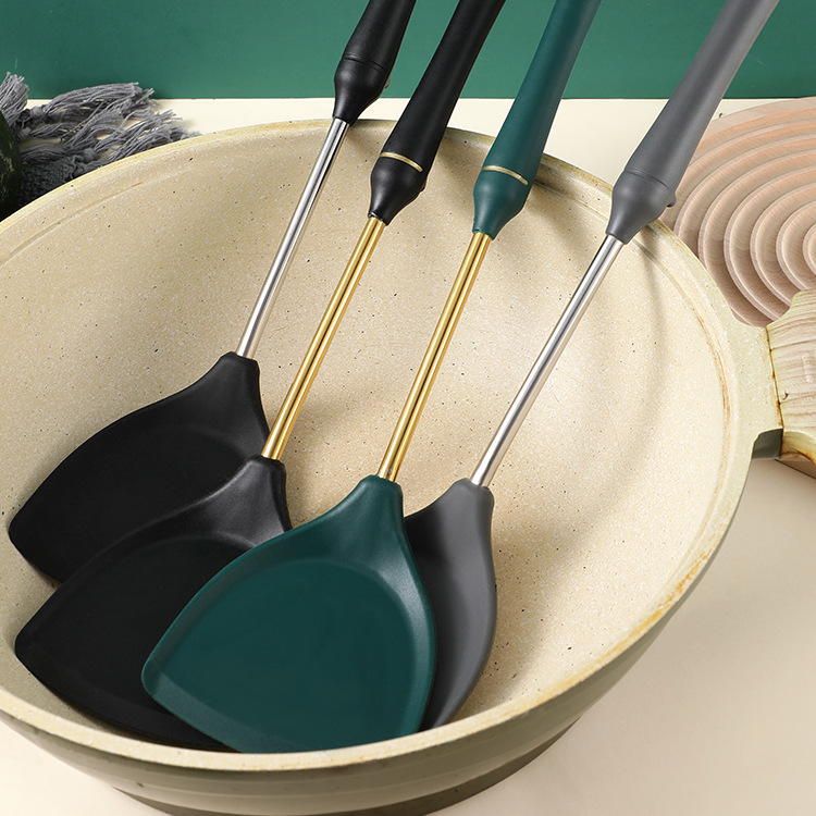 Acero inoxidable espátula de silicona resistente a altas temperaturas espátula de silicona antiadherente hogar sartén especial espátula de silicona suministro directo de fábrica al por mayor