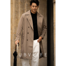 意式复古中长款双排扣西装风衣男2025秋冬老钱风宽松休闲新款大衣