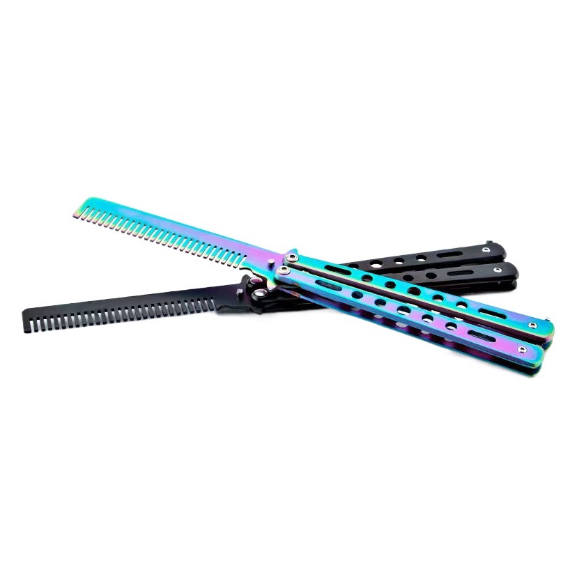 Práctica acampar al aire libre práctica peine cuchillo (hoja no abierta) mariposa peine herramienta de la práctica peine de la mariposa