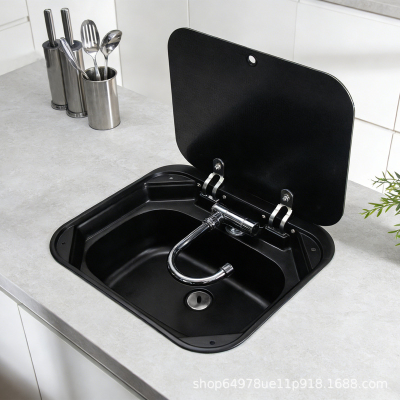 Cross-border exclusive supply of RV sinks with foldable flip-top faucets, kitchen washbasins, stainless steel square sinks Cross-border exclusive supply of RV sinks with foldable flip-top faucets, kitchen washbasins, stainless steel square sinks