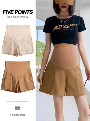 Maternity pants women's summer thin outer shorts high waist cotton and linen pants casual three-quarter pants maternity summer clothing manufacturer