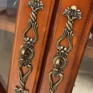 1A38 Antique Cabinet Door Handle Accessories Single Hole Retro Chinese Solid Wood Cabinet Vertical Long Decorative Strips Furniture Metal Drawer