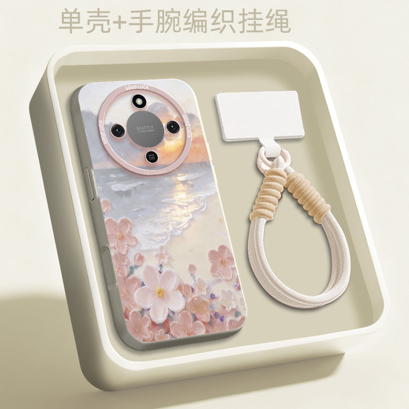 Seaside Oil Painting Flowers Suitable for Honor X80Promax Phone Case X60Pro Flower X50I+ Anti-Fall Protective Cover