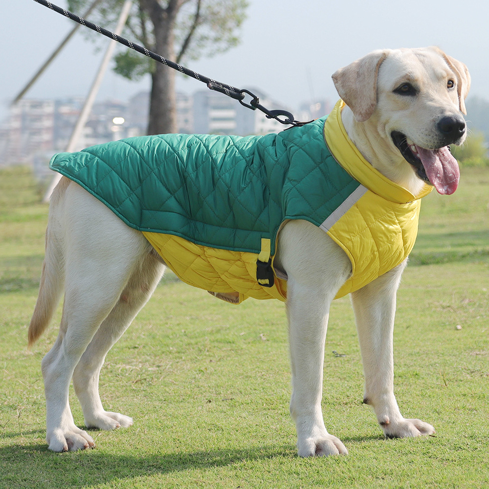 New autumn and winter dog clothes warm reflective dog clothes thick cotton vest dog cotton coat pet clothes_voghion.com