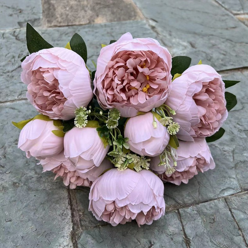 Simulación del Día de San Valentín rosa fabricante 3 sola rama multi-cabeza rosa decoración de la boda flor falsa al por mayor