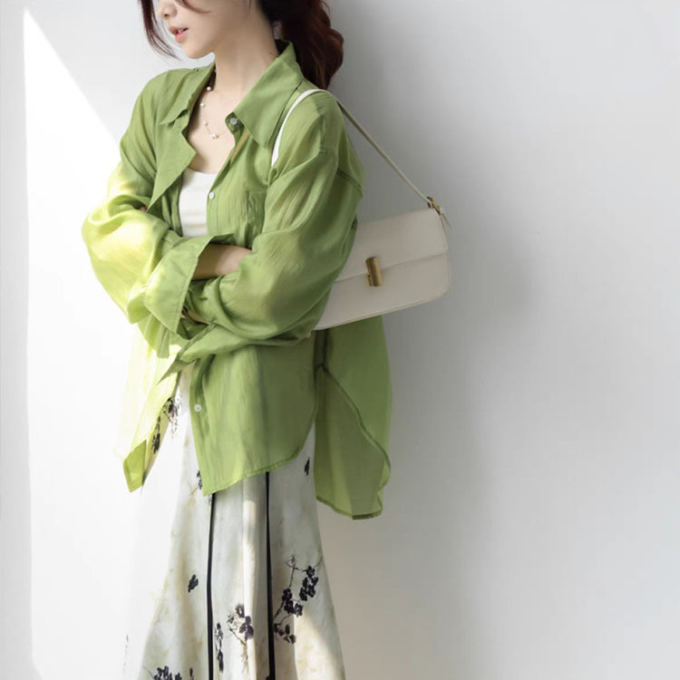 2026 Heavyweight Soft-Touch Tencel Long-Sleeved Shirt for Women Spring and Summer Casual Loose Sun Protection Shirt Jacket