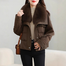【绮梦之旅】海宁兔毛皮毛一体外套新款狐狸领女装皮草鹅绒羽绒服