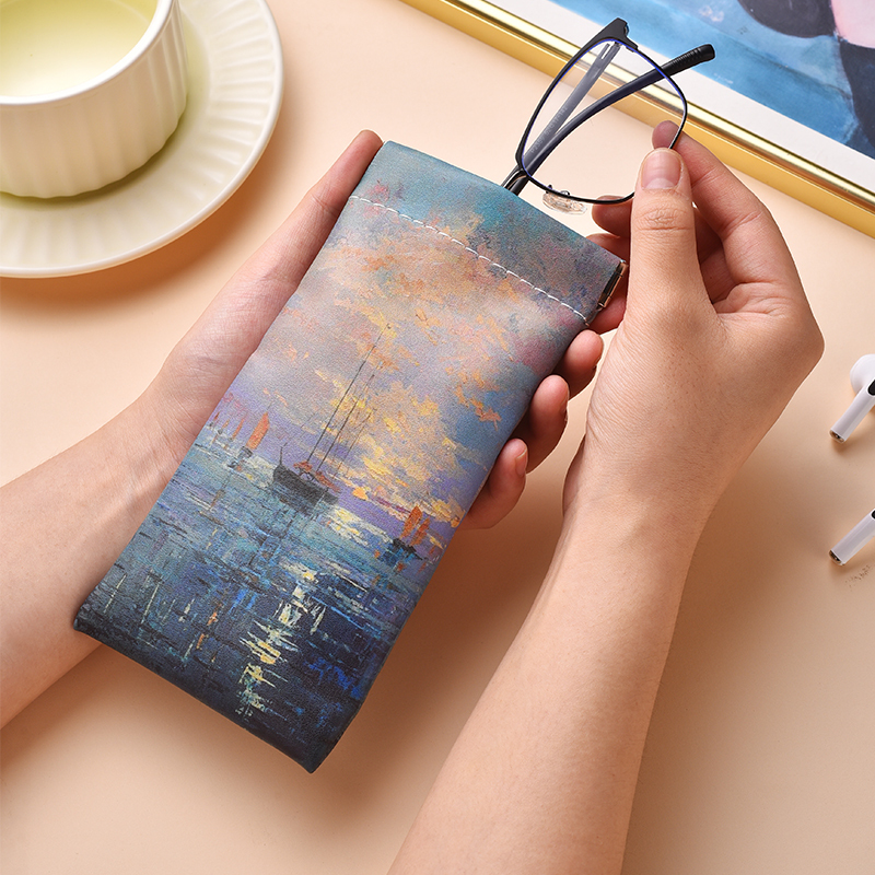 Monet-Style Oil Painting Glasses Case Portable Sunglasses Storage Bag Automatic Closing Sunglasses Box High-End Light Luxury Pressure-Resistant Monet-Style Oil Painting Glasses Case Portable Sunglasses Storage Bag Automatic Closing Sunglasses Box High-End Light Luxury Pressure-Resistant