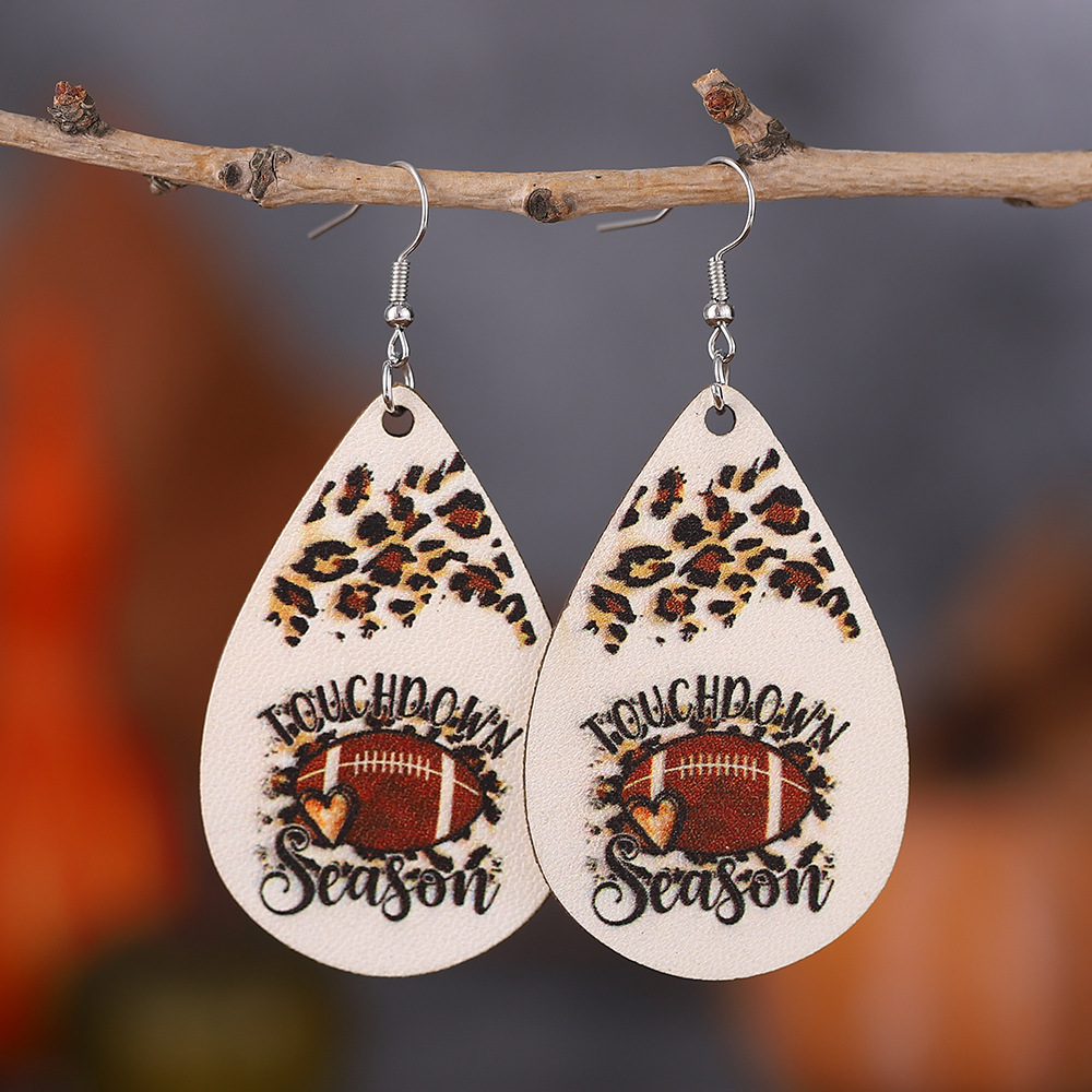 double-sided polyurethane earrings with letters drop-shaped