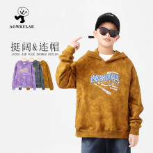 春秋季韩版新款儿童连帽卫衣 大童蜡染百搭宽松上衣男童卫衣批发
