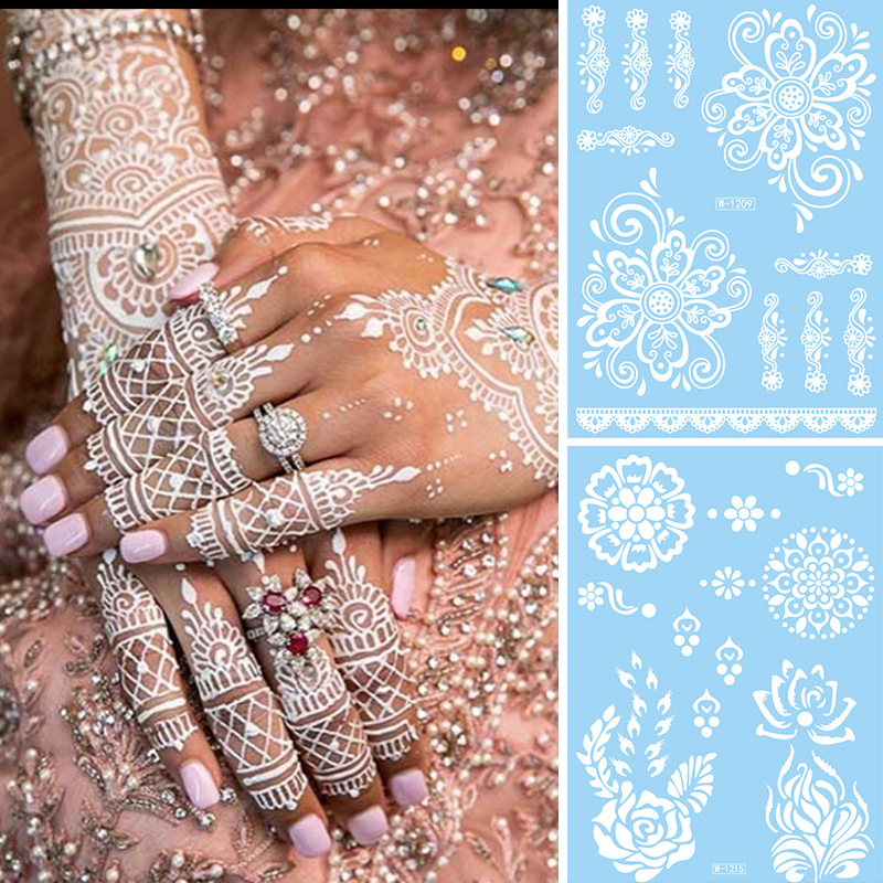 Cross-border New White Lace Tattoo Sticker Waterproof Temporary Tattoo suit Hannah Bride Wedding Amazon Wholesale