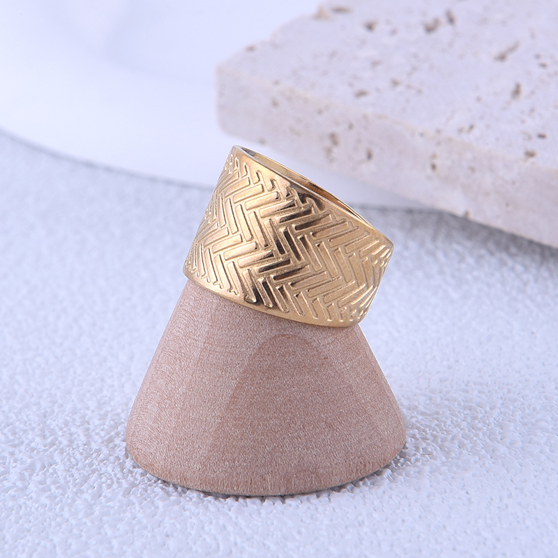 Punk Stripe Solid Color Titanium Steel Plating Open Ring