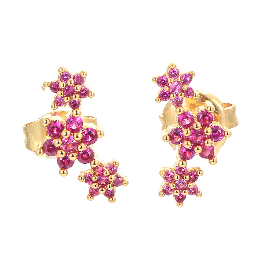 2g Weight Electroplating Gold Plating Process Geometric Plating Metal Zircon Copper Earrings