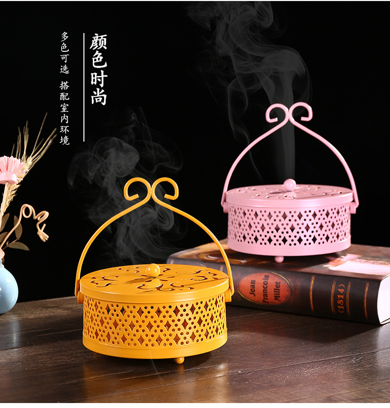铁艺蚊香盘托家用神器蚊香架防火防烫带盖大号创意放文香盒子香炉