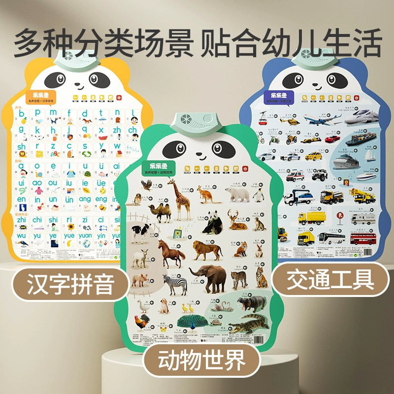 Развивающая настенная таблица Lele Fish для малышей: Обучающая говорящая панда для изучения английского языка, развития интеллекта и магического обучения. Развивающая игрушка.