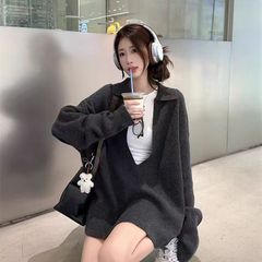 2025亚马逊新品休闲套装松弛感简约长袖针织衫毛衣阔腿短裤两件套