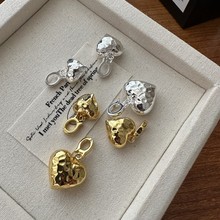 925纯银小众设计感爱心锤纹吊坠毛衣链轻奢高级感项链女款不掉色