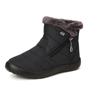 Foreign Trade Large Size Cross-Border Winter New Warm Women's Snow Boots Side Zipper 44 Size Cotton Boots Mother's Shoes Women's Shoes