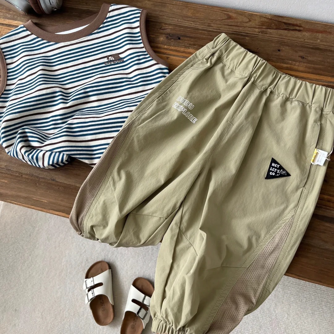 Outdoor Series Dodo Baby V-Neck Tee for Boys Summer Top Sleeveless T-Shirt Summer Baby Mosquito-Proof Pants for Girls