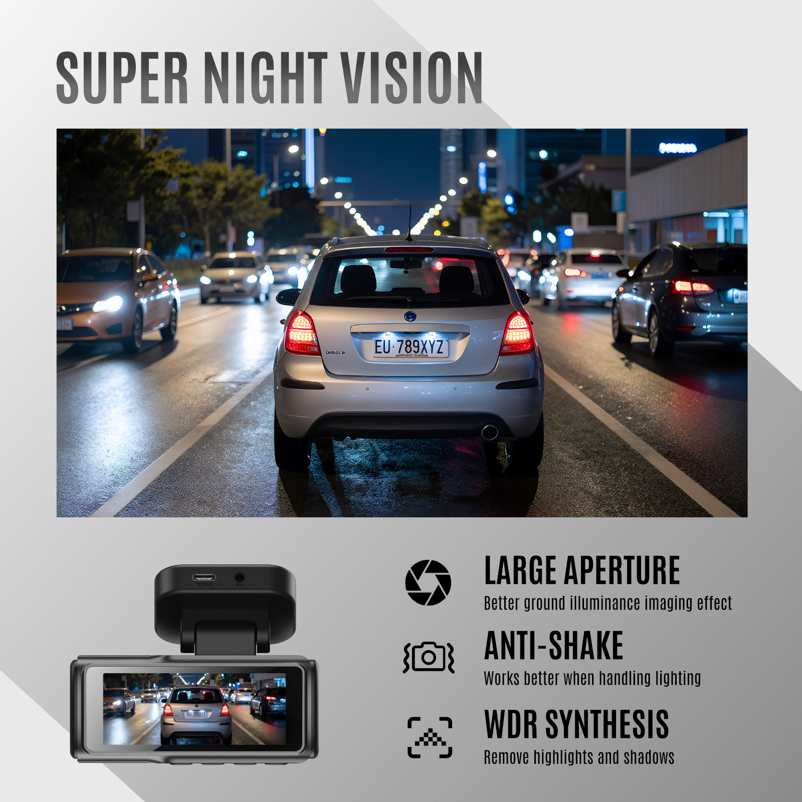 Cross-border new high-temperature-resistant 4K HD dashcam with dual recording, Wi-Fi, GPS, and night vision – available on Amazon
