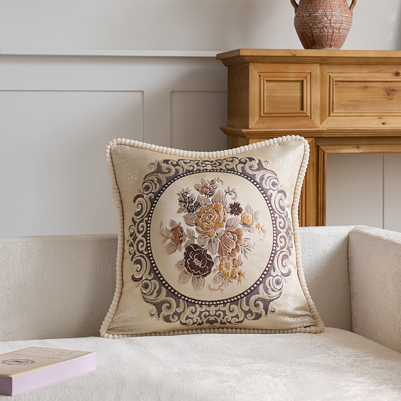 Almohada clásica simple y de alta gama Almohada ligera de lujo Tela antigua Cama Sala de estar Sofá Funda de almohada Cojín con núcleo