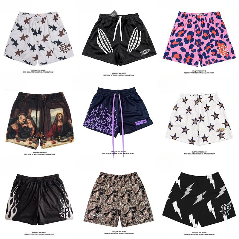 Summer American Basketball Knee-Length Shorts Men's Casual Three-Quarter Pants Loose Sports Breathable Quick-Drying Training Pants Trendy