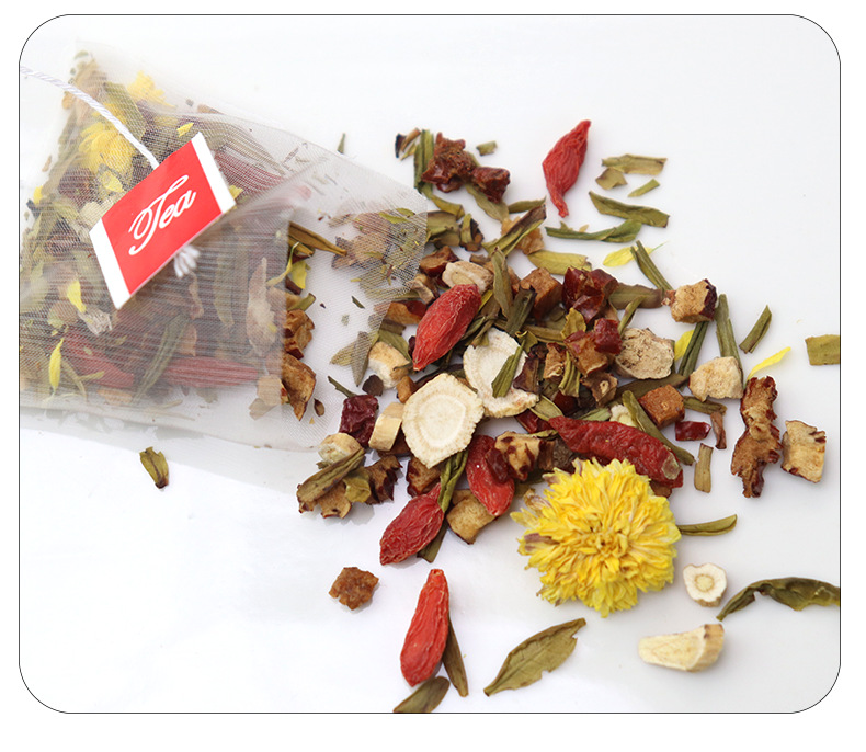 Astragalus American Ginseng Tea Huang Qi Xi Yang Shen 100g Pyramid Tea Bags Daily Wellness Brew in use