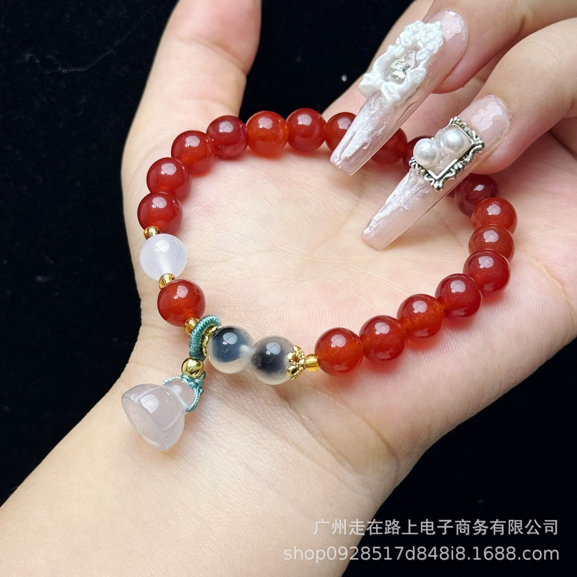 붉은 마노 칼세도니 연꽃 (8mm)