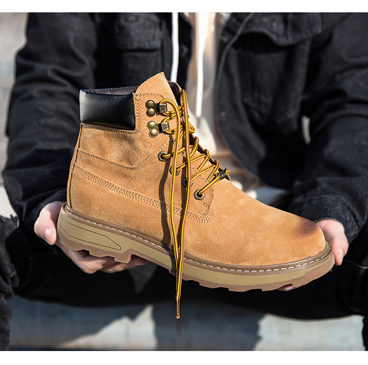 Ψηλές, μεγάλες κίτρινες μπότες, με στρώση κεφαλιού, δέρμα χοίρου, για υπαίθριες δραστηριότητες και ζεστά ανδρικά παπούτσια από κασμίρ_voghion.com