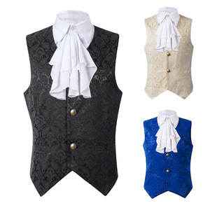 2025 Amazon Wish New Men's Clothing Medieval Clothing Retro Men's Short Vest Fake Collar Halloween Costume