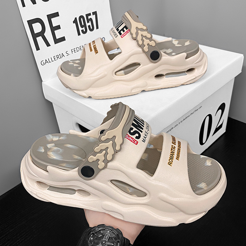 2025 verano en vivo pisar mierda sensación de sandalones para hombres y mujeres parejas de ocio de playa deportes de marea nacional EVA zapatillas para hombres