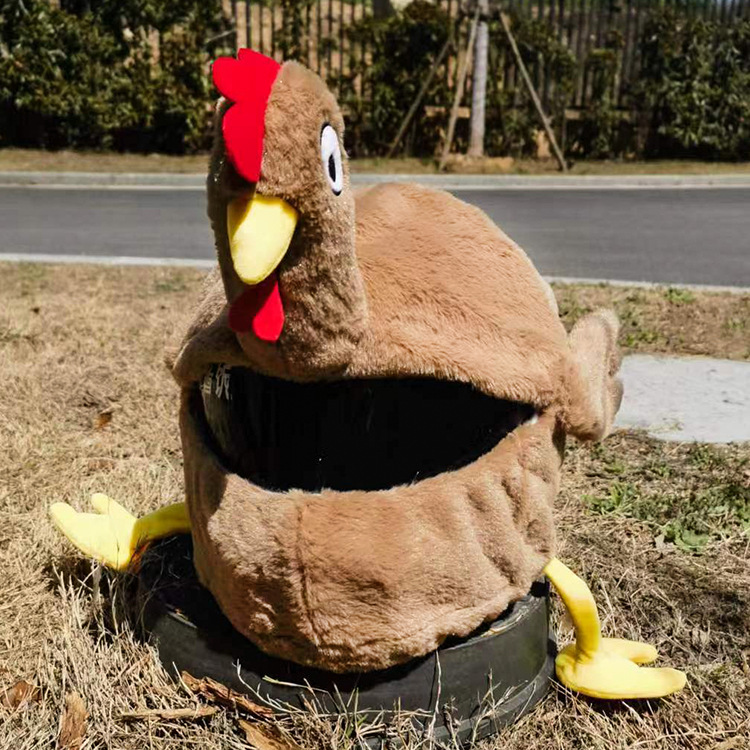 Cubierta transfronteriza para casco de motocicleta, gorro de felpa de dibujos animados, cubierta de gallo, capucha completa para casco, máscara personalizada