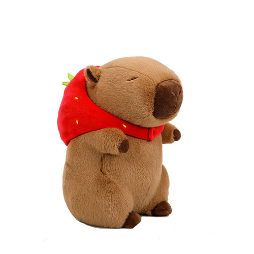 Cute and Cute Strawberry Hat Removable Capybara Plush Toy for Girls Creative Sleeping Doll