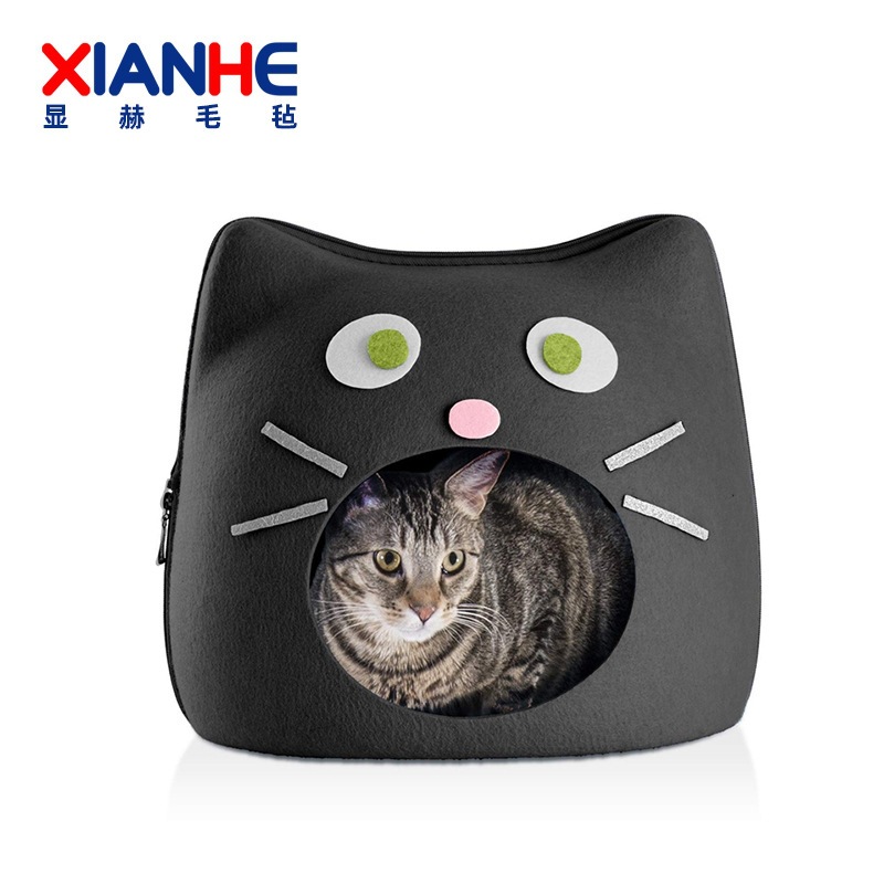 现货前后组合猫窝毛毡宠物用品猫耳朵一体成型宠物窝组合猫头猫窝