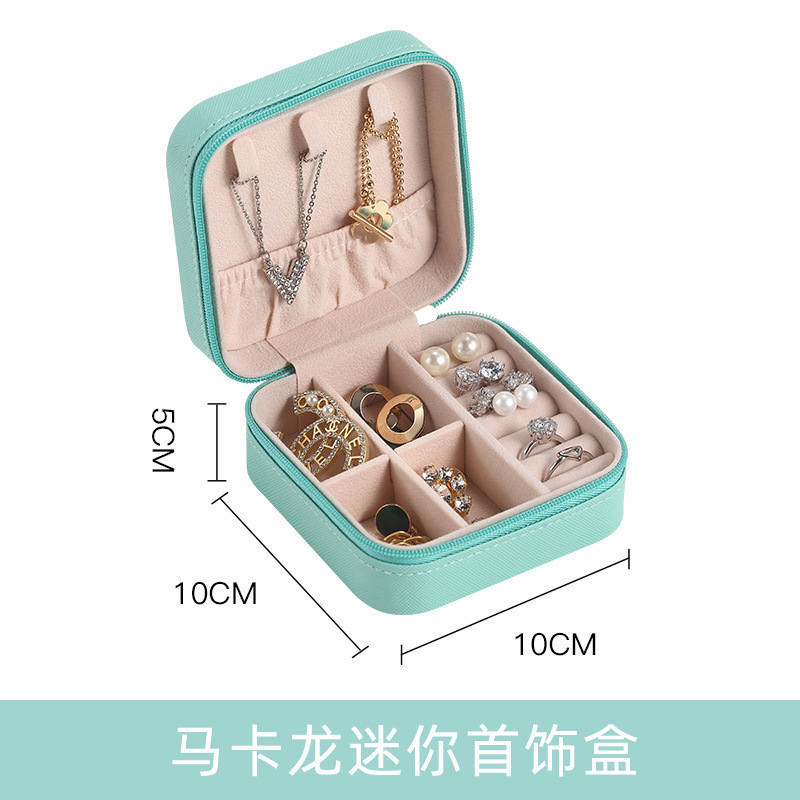 Transfronteriza mini caja de joyas portátiles pequeñas en la caja de joyas pu simple viaje collar pernos caja de joyas caja de almacenamiento