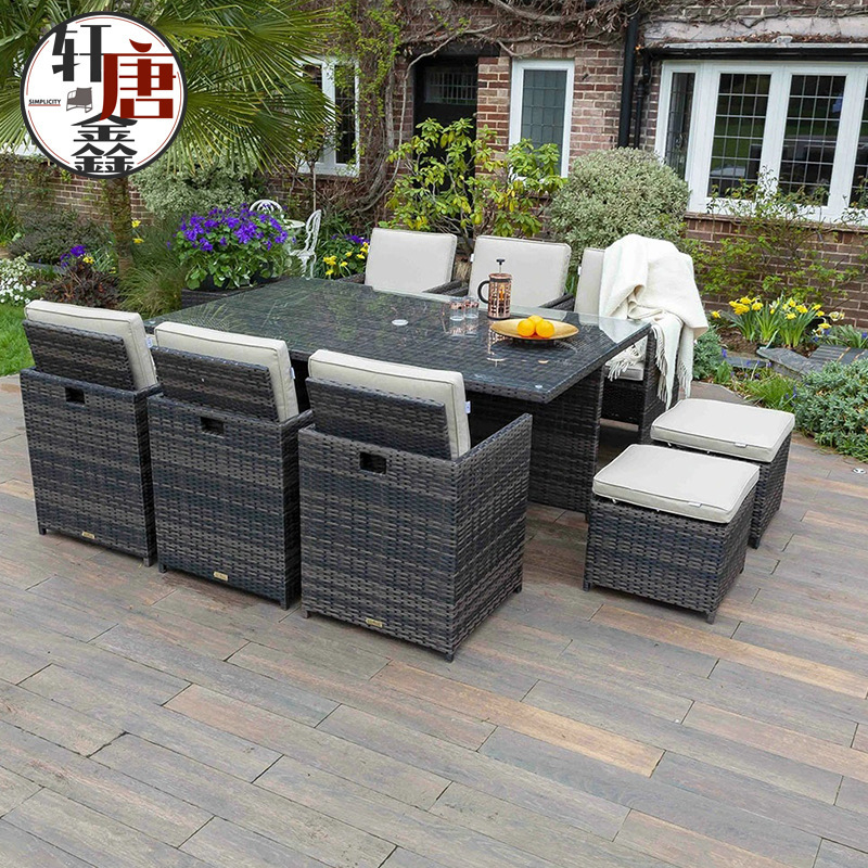 Mesa y silla al aire libre de caña silla mayorista balcón ocio de cinco piezas patio muebles al aire libre de caña combinación de mesa y silla